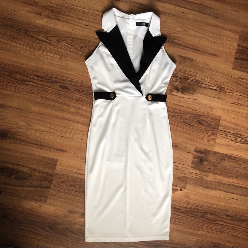 Collared White Form Fitting Dress - image 2